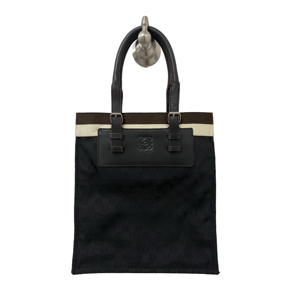 Loewe A4 Canvas Anagram Tote Bag Black Brown Cream